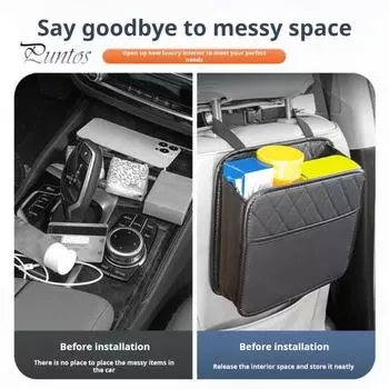 2 шт., сумки для хранения на спинке сиденья, автомобильный органайзер, большая вместимость, водонепроницаемые, легко чистящиеся, складные, автомобильные подвесные сумки для мусора чёрный