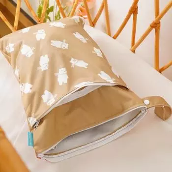 2 шт. сумки для хранения подгузников с двумя карманами на молнии, многоразовые сумки для хранения большой вместимости, водонепроницаемые сумки для подгузников D