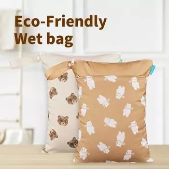 2 шт. сумки для хранения подгузников с двумя карманами на молнии, многоразовые сумки для хранения большой вместимости, водонепроницаемые сумки для подгузников D