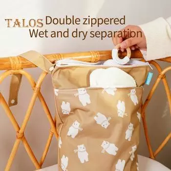 2 шт. сумки для хранения подгузников с двумя карманами на молнии, многоразовые сумки для хранения большой вместимости, водонепроницаемые сумки для подгузников D