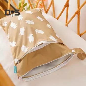 2 шт. сумки для хранения подгузников с двумя карманами на молнии, многоразовые сумки для хранения большой вместимости, водонепроницаемые сумки для подгузников D