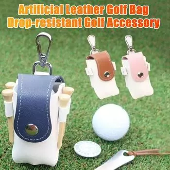 2 шт. сумки для мячей для гольфа, искусственная кожа, защитный чехол для мячей для гольфа, подвесной брелок для ключей красный
