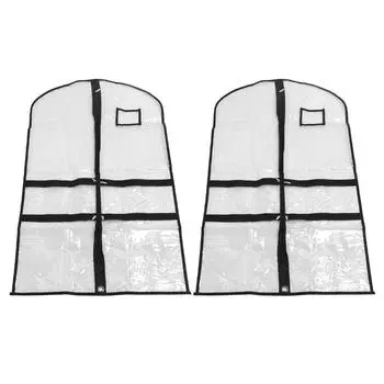 2 шт. сумки для подвешивания одежды, прозрачные сумки из ПВХ для одежды, пылезащитные пакеты с 4 карманами и именем
