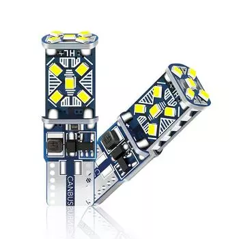 2 шт. супер яркая светодиодная лампа T10 W5W Canbus без ошибок 12 В 24 В 15SMD 7000 К белая подсветка номерного знака салона автомобиля белый