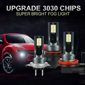 2 шт. Супер яркий H11 Led H7 H8 9005 9006 HB4 HB3 автомобиль CSP светодиодные противотуманные фары лампы DC12-24V 6000K белый авто противотуманные фары DRL H7