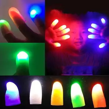 2 шт., супер яркий красочный свет, мигающий палец, модная волшебная опора, лампа для большого пальца, забавная детская светящаяся игрушка красный