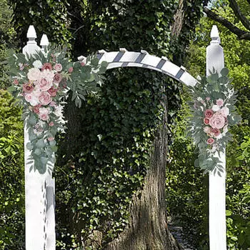 2 шт., свадебная арка, цветы, искусственные цветочные сувениры, деревенский ручной работы, зеленые листья, приветственный знак Navy