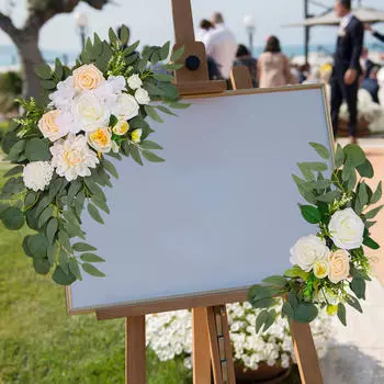 2 шт. Свадебная арка цветы искусственные цветочные гирлянды дверная перемычка зеленые листья шелковые цветы белый