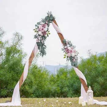 2 шт. свадебная арка цветы венки современные зеленые листья фон декор цветочный гирлянда