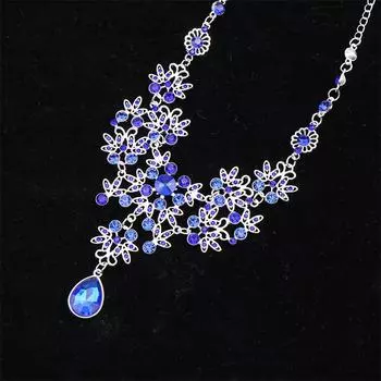 2 шт. Свадебная вечеринка ожерелье серьги комплект ювелирных изделий ожерелье в виде цветка капли воды золотой