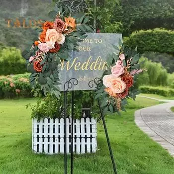 2 шт. Свадебные искусственные цветы, гирлянды из искусственных цветов, бохо-розы, эвкалипта, шторы для свадебной арки, приветственный знак, украшение белый