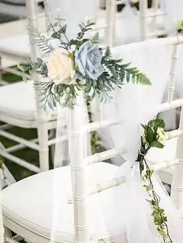 2 шт. свадебных цветочных украшений для стульев у прохода, роза, маркер для прохода, цветочная композиция для свадебной церемонии, украшение с искусственными цветами синий