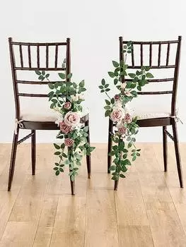 2 шт. свадебных стульев с розами для прохода, задняя скамья, украшения для стульев с розами для дома, свадебной церемонии на открытом воздухе, праздничного декора коричневый