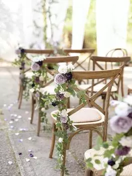 2 шт. свадебных украшений для стульев, цветочные гирлянды для прохода, искусственные цветы для скамей, подвесная гирлянда для церемонии, церковная роза, цветочная композиция, декор для вечеринки белый