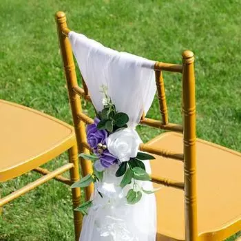 2 шт. свадебных украшений для стульев, свадебные украшения для прохода, свадебная церемония, цветы для декора прохода, украшения для церковной скамьи фиолетовый