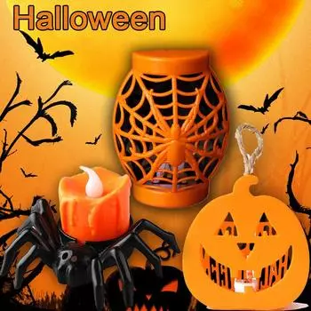 2 шт., свеча-паук, электронная тыква, вечерние принадлежности для Хэллоуина, декор, свеча, лампа