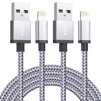 2 шт. сверхдлинный USB-кабель для быстрой зарядки iPhone 14, 8, 7 Plus, 13, 12, 11 Pro Max, XS, XR, 3A, USB-кабель для зарядки и передачи данных, плетеный провод 1m