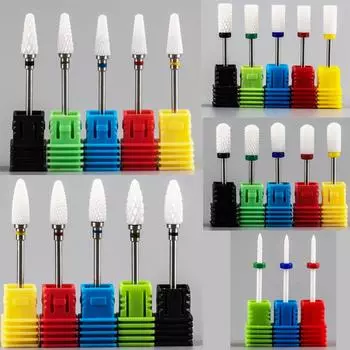 2 шт. сверла для ногтей, керамические фрезы для маникюрного аппарата, сверла для удаления гель-лака, фрезы для педикюра, напильники