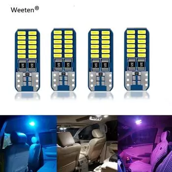 2 шт., светодиодная лампа Canbus T10 W5W, светодиодная лампа для салона автомобиля, купольный светильник багажника, освещение автомобиля 3014 24SMD 2Pcs розовый