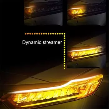 2 шт. светодиодная лента DRL с указателем поворота, желтая, яркая, гибкая, дневные ходовые огни для автомобильных фар 12 В 30cm ( 11.8inch )