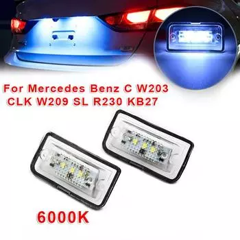 2 шт. светодиодная подсветка номерного знака автомобиля для Mercedes-Benz C W203 CLK W209 SL R230 KB27 задние фонари лампа номерного знака прямая замена CHINA