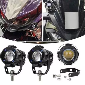 2 шт. светодиодные фары для мотоцикла, двухцветные, белые, желтые, 30 Вт, светодиодные фары, супер яркие, ближний/дальний свет, противотуманные фары
