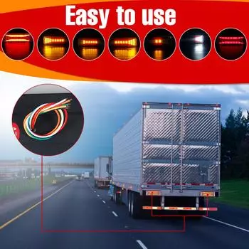 2 шт. светодиодные фонари для прицепа, задние фонари, 12 В, стоп-сигнал, стоп-сигнал, поворотник, водонепроницаемые, прозрачные, габаритные огни заднего хода