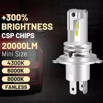 2 шт. светодиодные лампы H4 для фар CSP LED H7 H8 H9 H11 9005 9006 дальний свет ближний свет 6000K авто 20000LM светодиодный свет 12 В 24 В H1