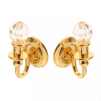 2 шт. светодиодные настенные бра для кукольного домика, винтажные модели ламп, мебель, микропейзаж, фея 1/12 золотой