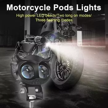 2 шт. светодиодные противотуманные фары для вождения мотоцикла, двухцветные янтарные/белые, водонепроницаемые ночные фары для мотоцикла, грузовика, автомобиля, квадроцикла, внедорожника, лодки чёрный