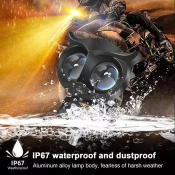 2 шт. светодиодные противотуманные фары для вождения мотоцикла, двухцветные янтарные/белые, водонепроницаемые ночные фары для мотоцикла, грузовика, автомобиля, квадроцикла, внедорожника, лодки чёрный
