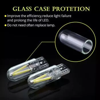 2 шт. светодиодные T10 W5W COB светодиодные CANBUS кварцевые яркие стеклянные лампочки номерного знака 194 168 DC 12v белые лампочки автомобильные габаритные огни лампочки белый