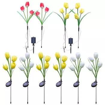 2 шт. светодиодных ландшафтных светильников, водонепроницаемые солнечные тюльпаны, уличный декор для сада D