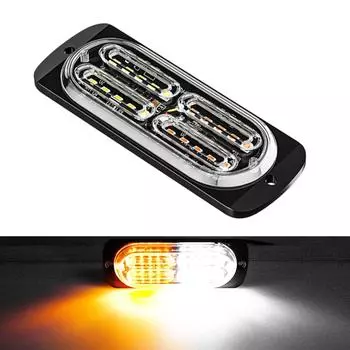 2 шт. светодиодный боковой проблесковый маячок, янтарный маяк, аварийный габаритный светильник, решетка, лампа, бар, эвакуатор, прицеп, пикап, 12-24 В 2pcs белый