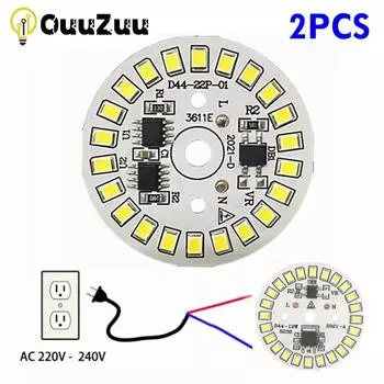 2 шт. светодиодный чип для лампы 3 Вт 5 Вт 7 Вт 9 Вт 12 Вт SMD 2835 круглые световые бусины переменного тока 220 В-240 В чип освещения прожектор 90 люмен/Вт 220V 5W 2PCS белый