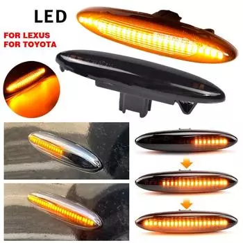 2 шт. светодиодный динамический боковой габаритный указатель поворота для Lexus IS250 IS350 SC430 Toyota MARK X REIZ CROWN UZZ40 Highlander Camry ACV40 Dynamic Smoked Black