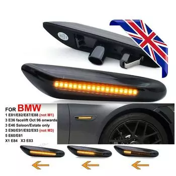 2 шт. светодиодный динамический боковой габаритный указатель поворота, последовательный мигающий свет для B * MW E90 E92 E60 E87 E82 2pcs