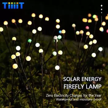 2 шт. светодиодный солнечный светлячок уличный водонепроницаемый IP65 газонный светильник украшение для праздника двор балкон садовая дорожка фейерверк лампа