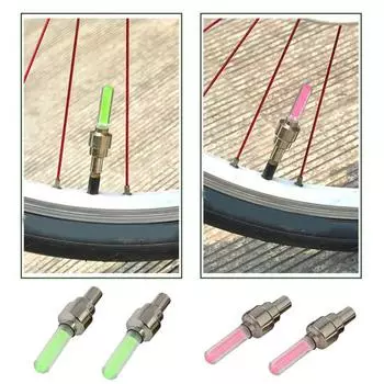 2 шт. светодиодный светильник для штока клапана светлячка, набор супер ярких водонепроницаемых мини-размеров, универсальные светильники для штока клапана, простая установка зелёный