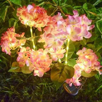 2 шт., светодиодный светильник на солнечной батарее, цветочный светильник, IP65, водонепроницаемый, простой в установке, проводка не требуется, автоматическая зарядка, реалистичный цветочный светильник, украшение сада розовый