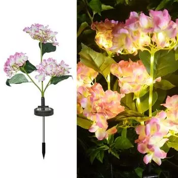 2 шт., светодиодный светильник на солнечной батарее, цветочный светильник, IP65, водонепроницаемый, простой в установке, проводка не требуется, автоматическая зарядка, реалистичный цветочный светильник, украшение сада розовый