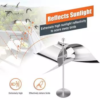 2 шт. светоотражающее отпугивающее устройство для птиц, вертушка из нержавеющей стали, ветряные отпугиватели, ветряной вертушка для садов, патио и крыш 2pcs