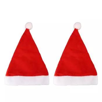 2 шт. светящаяся шапка Санты с кнопкой управления нейлон мягкий RGB 3 режима освещения 4 ярких цвета красный белый