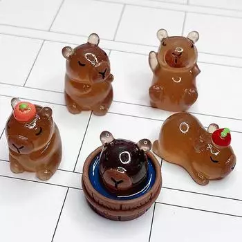 2 шт. светящиеся мини-миниатюры из смолы капибары светятся ночью, украшение для сада фей своими руками, милые фигурки, украшение стола OneSize