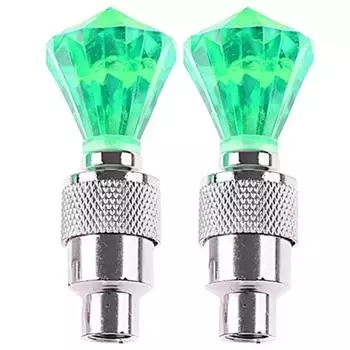 2 шт. светящихся колпачков ниппелей шин со светодиодной мигающей подсветкой для автомобиля, велосипеда, мотоцикла зелёный