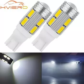 2 шт. T10 10SMD 5630 W5W ксеноновые лампы для салона, красные, белые, синие, DC 12 В, автомобильные светодиодные линзы, проектор, твердые алюминиевые лампочки, боковой габаритный фонарь 2PCS синий
