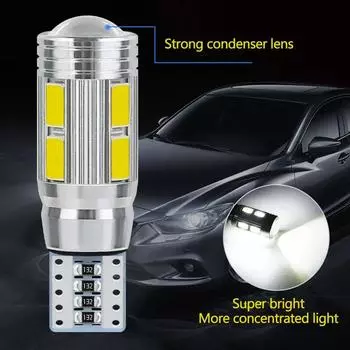 2 шт. T10 автомобильная W5W 5730 10SMD светодиодная лампа фонарь заднего хода лампа для чтения 12 В 6500 К авто клиновидная боковая подсветка номерного знака багажник лампы синий