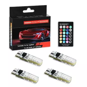 2 шт. T10 W5W светодиодные автомобильные фонари светодиодные лампы RGB с дистанционным управлением 194 168 501 стробоскопические светодиодные лампы для чтения белый красный янтарь 12 В