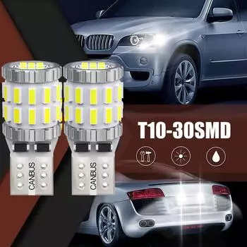 2 шт. T10 W5W светодиодные лампы Canbus 168 194 3014 SMD клиновидные габаритные огни подсветка номерного знака габаритные огни лампы для чтения белые белый