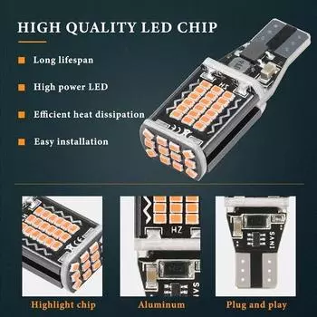 2 шт. T15 W16W 921 912 T16 902 светодиодные лампы высокой мощности супер яркие замена для автомобильного фонаря заднего хода белый Canbus 2pcs&T15 янтарь